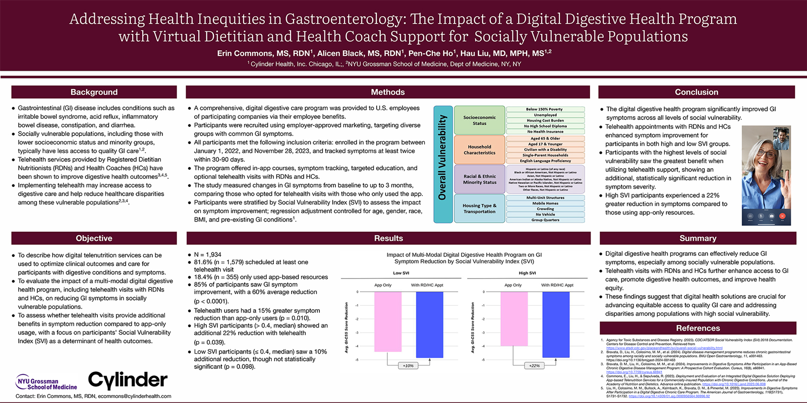 Cylinder FNCE2024 poster addressing health inequities in GI